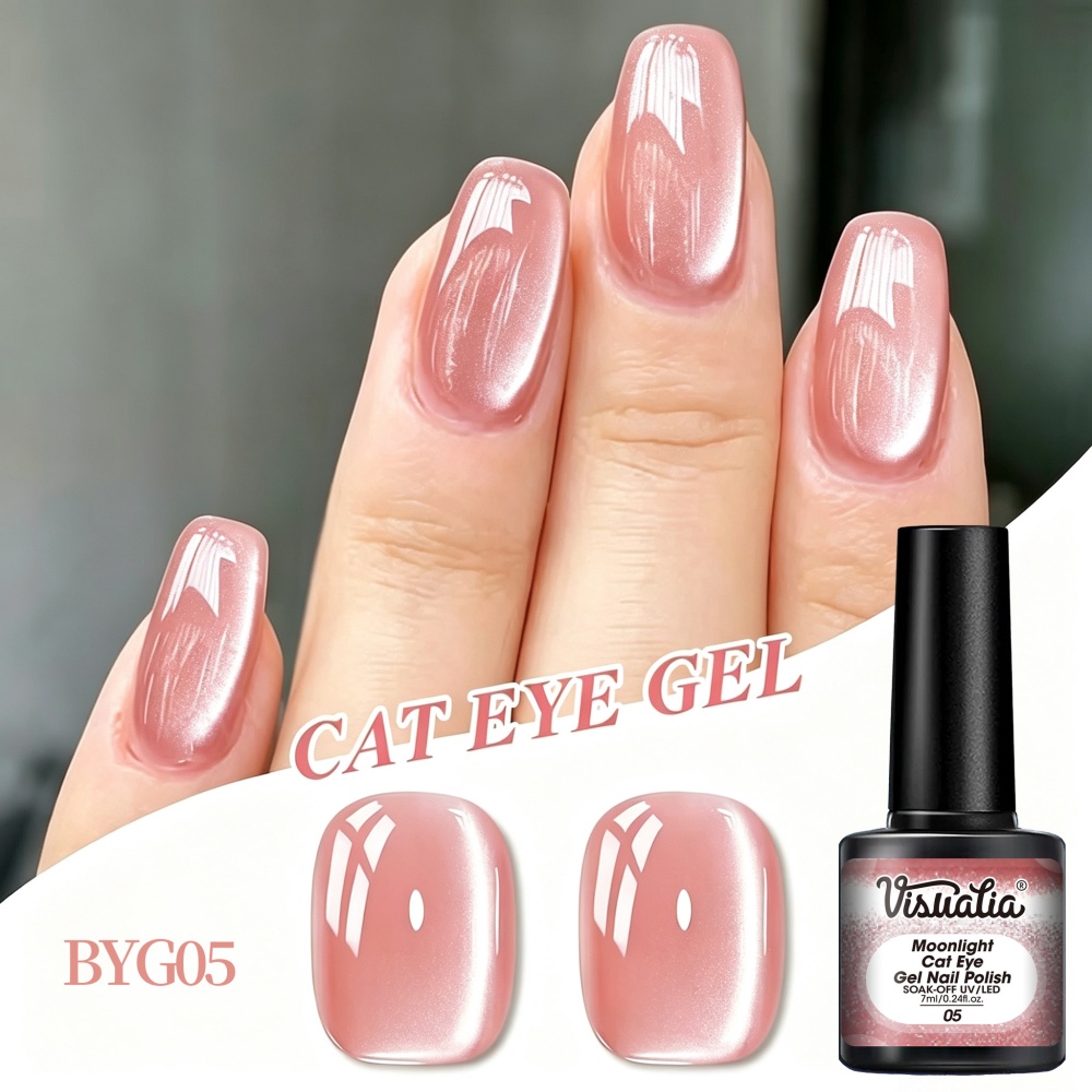 Nail Art Extension Cat Eye - Visuatia Bean Paste Nude Moonlight Cat