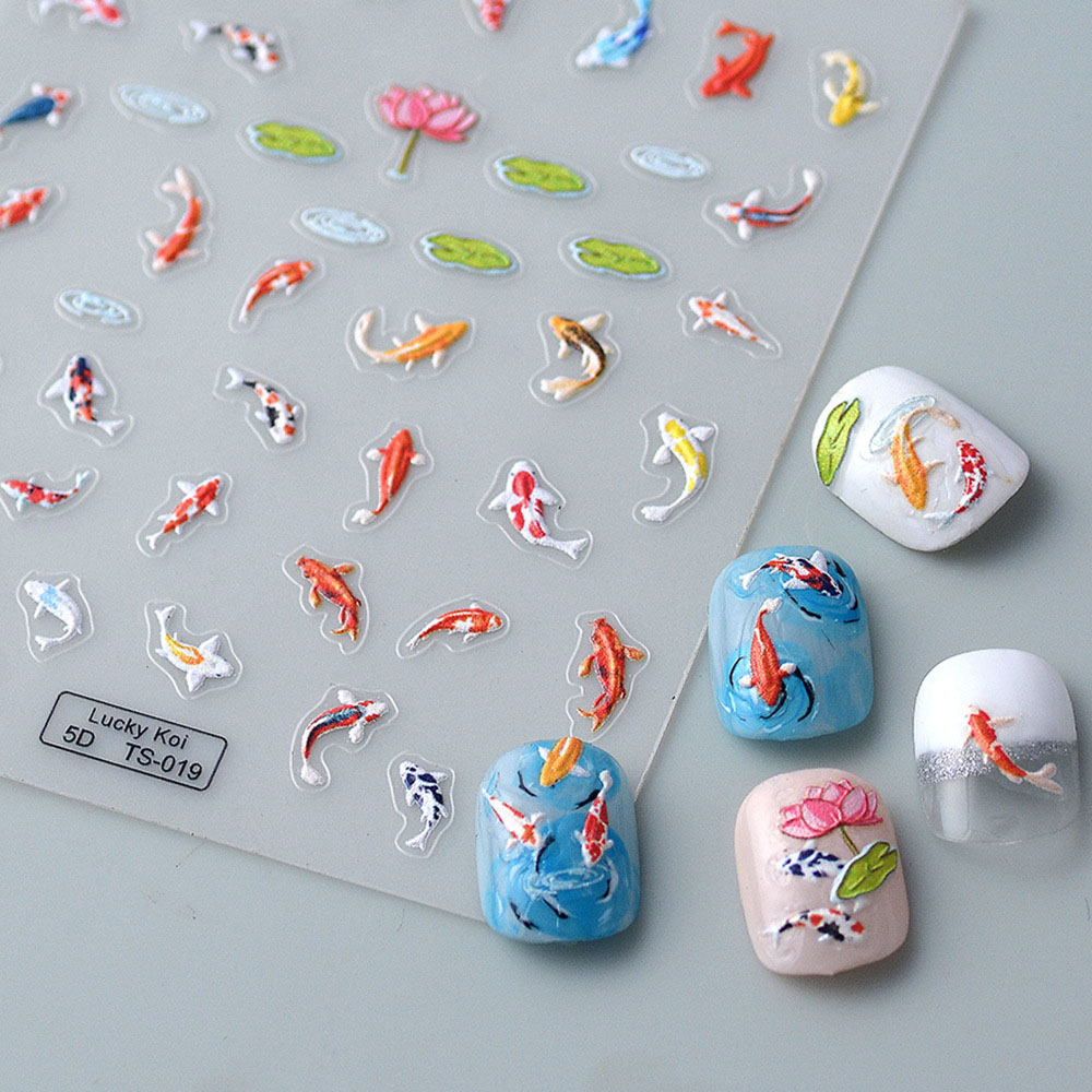 Nail Art Zelda - 5D Koi Carp Nail Sticker Green