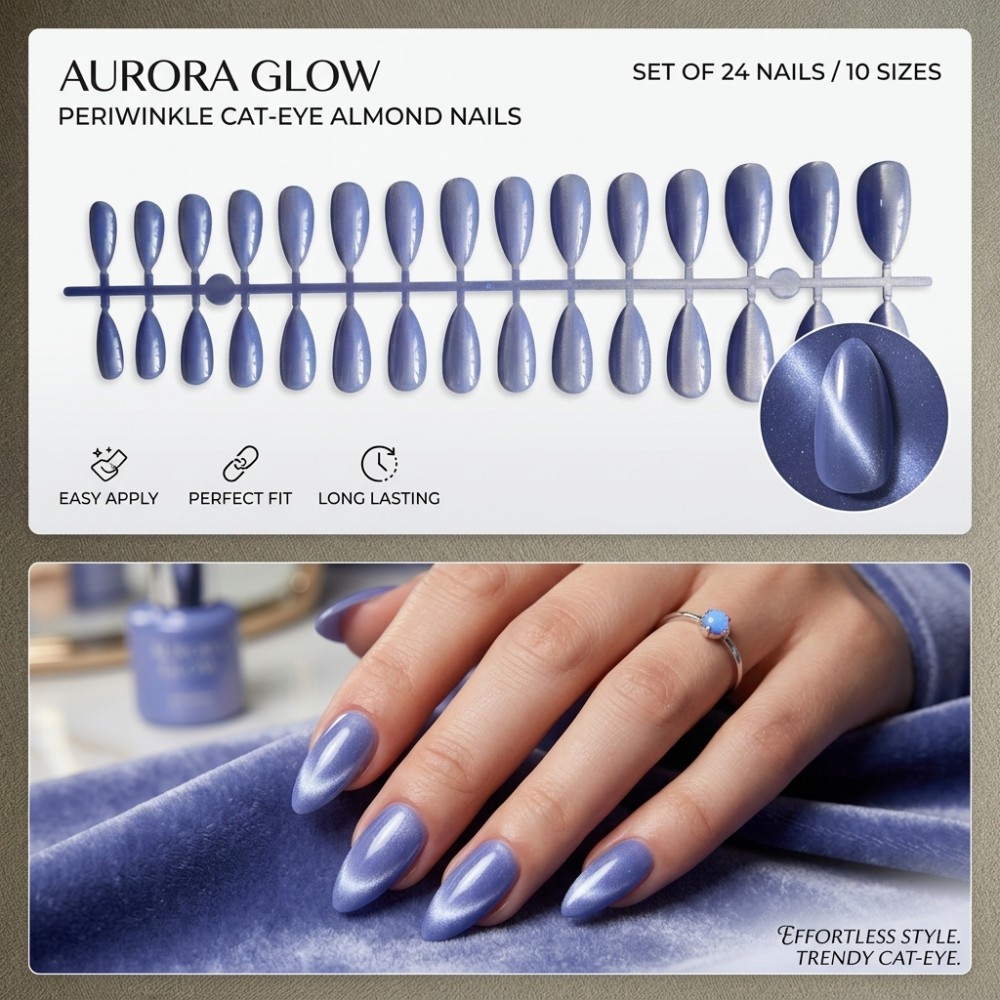 24PCS Short Square Press on Na - Nail Art Extension Cat Eye ulasan dan harga