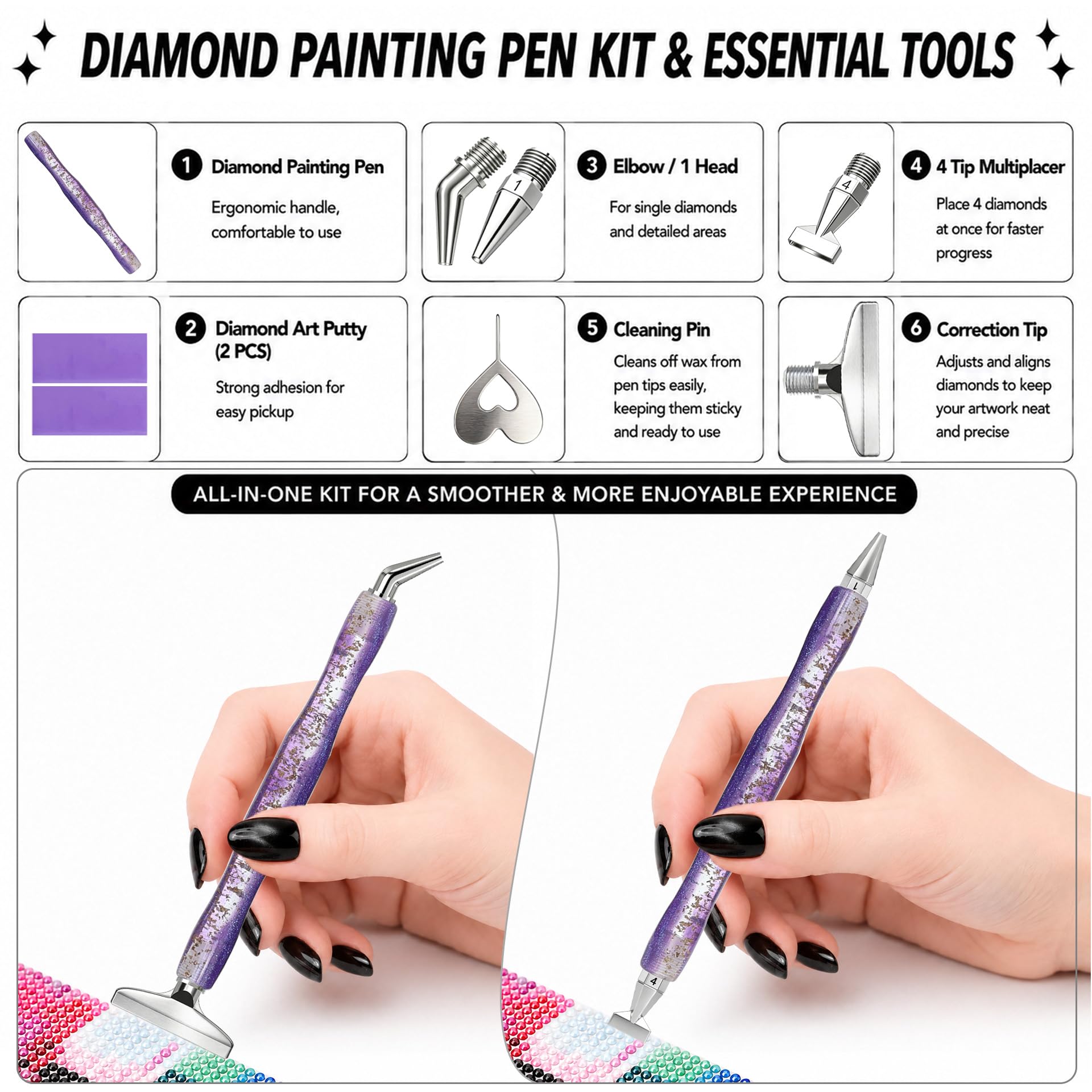 Diamond painting art pen, with - Nail Art Dotting Tool ulasan dan harga