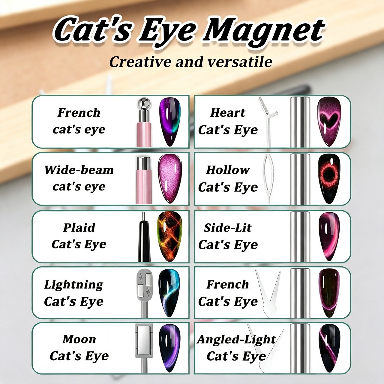 7pcs Cat Eye Nail Magnet Set,  - Nail Art Full Color ulasan dan harga