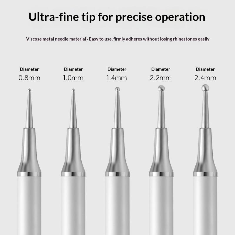 5Pcs Acrylic Handle Crystal St - Nail Art Dotting Tool ulasan dan harga