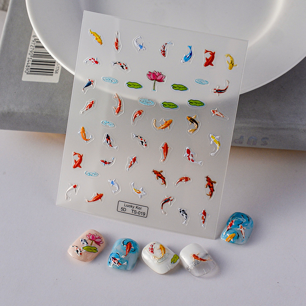 5D Koi Carp Nail Sticker Green - Nail Art Zelda ulasan dan harga