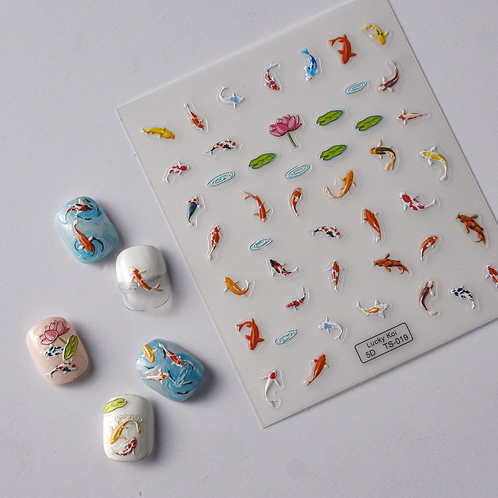 5D Koi Carp Nail Sticker Green - Nail Art Zelda ulasan dan harga