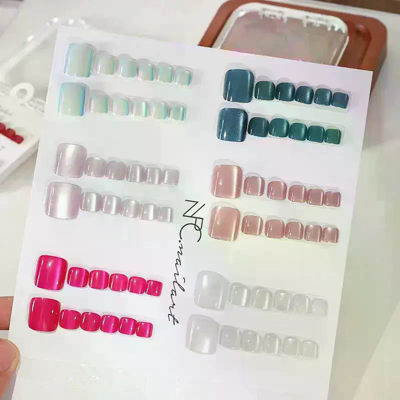 /Kuz/10 Pcs/Box French Fake Na - Nail Art Extension Cat Eye ulasan dan harga